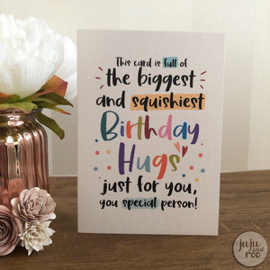 squishy birthday hugs - card