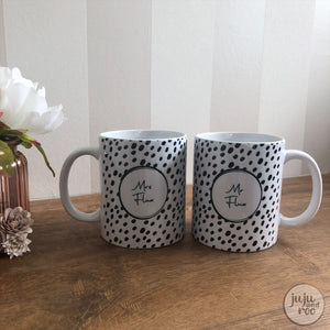 set of two - mr & mrs personalised mugs